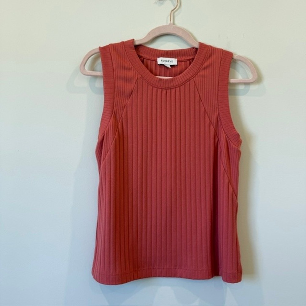 Evereve Ribbed Tank Top Set of 3 | Black, Coral, White | Size S - Picture 8 of 16